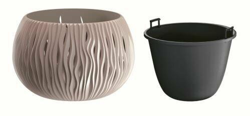 Blomkruka med insats SANDY BOWL mocca 29cm