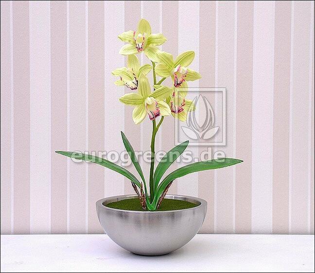 Konstgjord växt Orchidea Cymbidium ljusgrön 50 cm